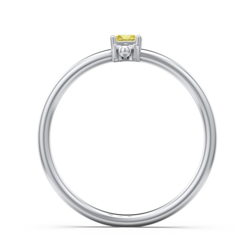 Princess Cut Stacking Ring with Accents – Sterling Silver with Citrine and White Premium Zirconia