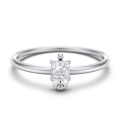 Princess Cut Stacking Ring with Accents – 10K White Gold with Cubic Zirconia and White Premium Zirconia