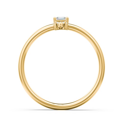 Princess Cut Stacking Ring with Accents – 10K Yellow Gold with Cubic Zirconia and White Premium Zirconia
