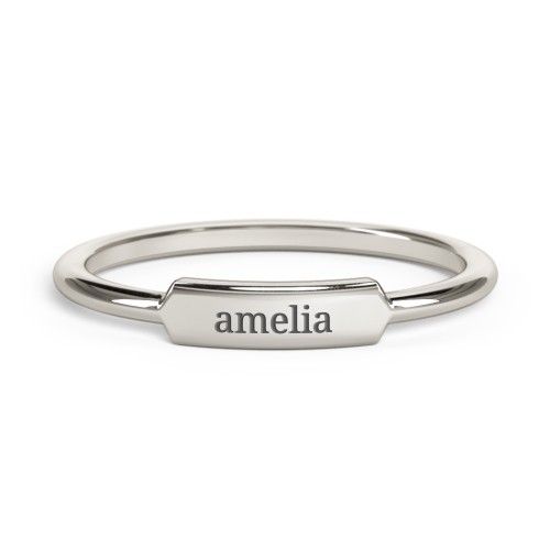 Engravable Bar Ring – 10K White Gold