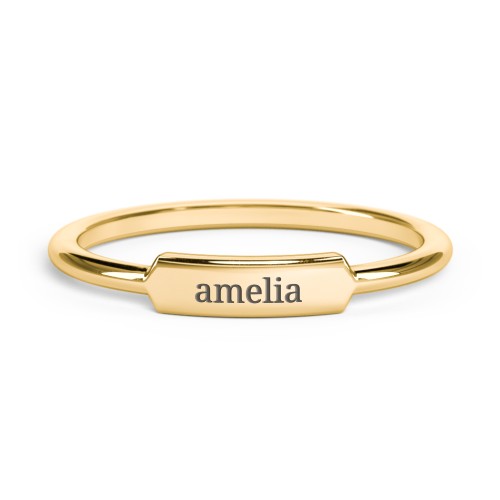 Engravable Bar Ring – 10K Yellow Gold