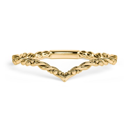 V-Shape Stacking Ring with Twisted Band – 10K Yellow Gold