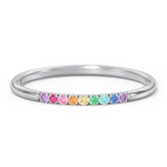 Rainbow Stackable Ring with Pavé Setting – 10K White Gold with Topaz - Rainbow