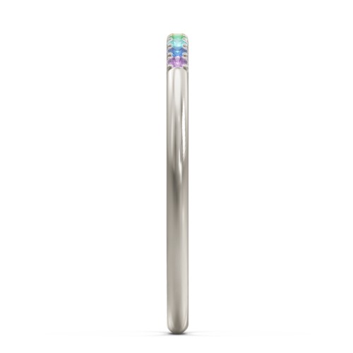 Rainbow Stackable Ring with Pavé Setting – 10K White Gold with Topaz - Rainbow