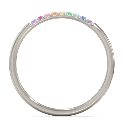 Rainbow Stackable Ring with Pavé Setting – 10K White Gold with Topaz - Rainbow