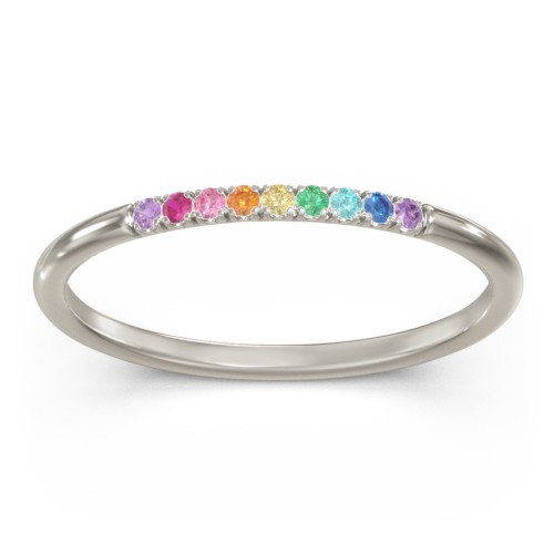 Rainbow Stackable Ring with Pavé Setting – 10K White Gold with Topaz - Rainbow