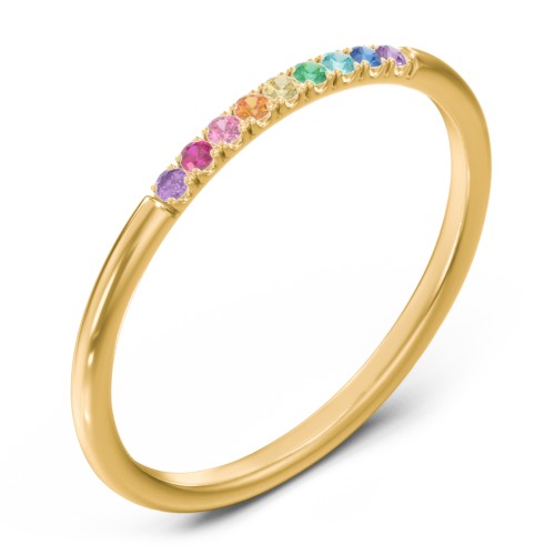 Rainbow Stackable Ring with Pavé Setting – 10K Yellow Gold with Topaz - Rainbow