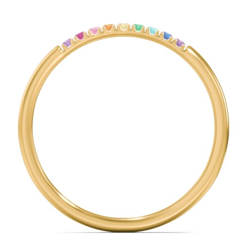 Rainbow Stackable Ring with Pavé Setting – 10K Yellow Gold with Topaz - Rainbow