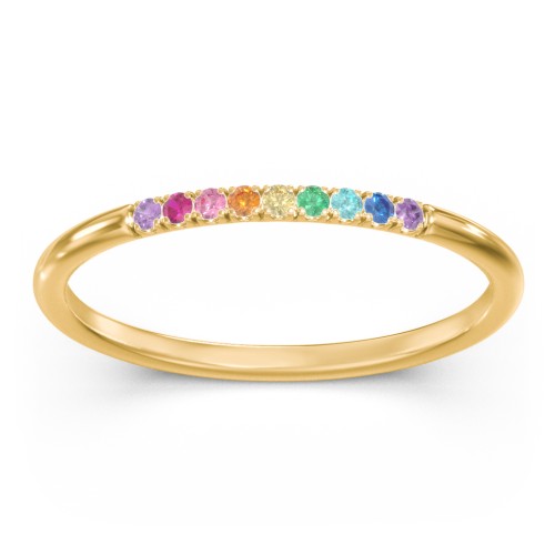 Rainbow Stackable Ring with Pavé Setting – 10K Yellow Gold with Topaz - Rainbow