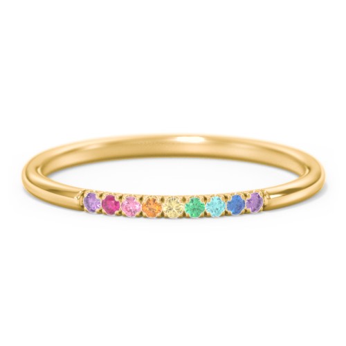 Rainbow Stackable Ring with Pavé Setting – 10K Yellow Gold with Topaz - Rainbow