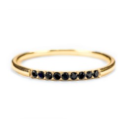 Stackable Band with Accent Gemstones in 18K Gold Plated Silver with Black Premium Zirconia