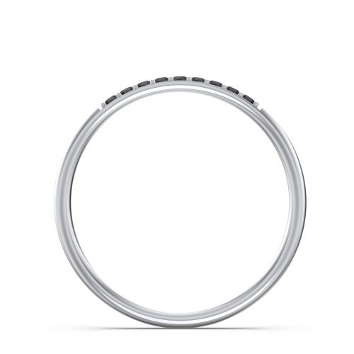Stackable Band with Accent Gemstones – Sterling Silver with Black Premium Zirconia