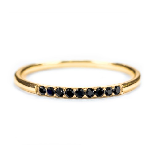 Stackable Band with Accent Gemstones – 10K Yellow Gold with White Premium Zirconia