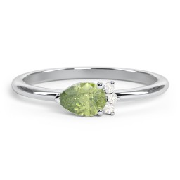 Horizontal Pear Stacking Ring with Accents