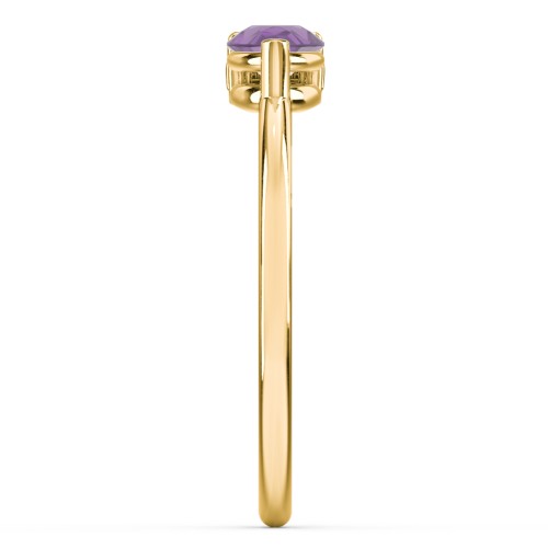 Horizontal Pear Stacking Ring with Accents – 18K Gold Plated Silver with Amethyst and Amethyst Premium Zirconia