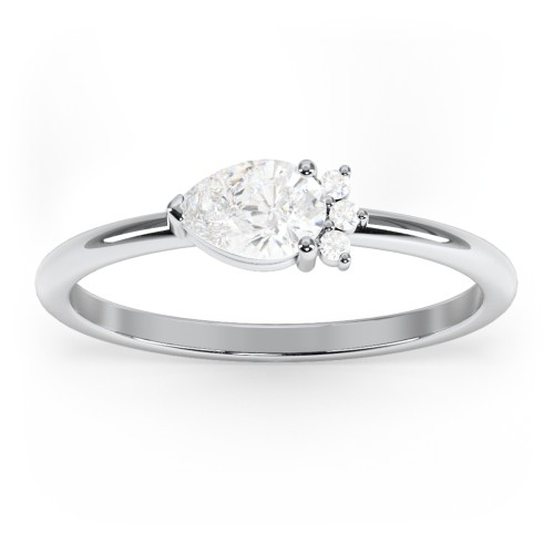 Horizontal Pear Stacking Ring with Accents