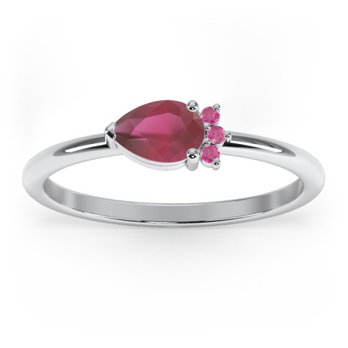 Horizontal Pear Stacking Ring with Accents