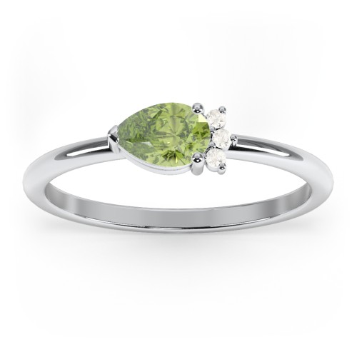 Horizontal Pear Stacking Ring with Accents
