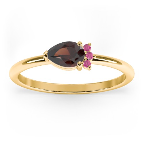 Horizontal Pear Stacking Ring with Accents