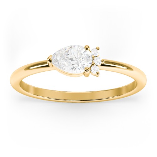 Horizontal Pear Stacking Ring with Accents – 18K Gold Plated Silver with Diamond
