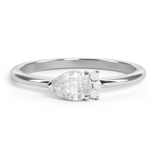 Horizontal Pear Stacking Ring with Accents