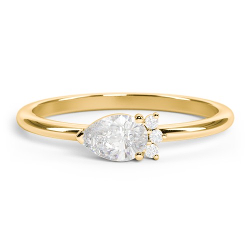 Horizontal Pear Stacking Ring with Accents – 18K Gold Plated Silver with Diamond