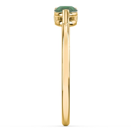Horizontal Pear Stacking Ring with Accents – 18K Gold Plated Silver with Emerald and Green Premium Zirconia