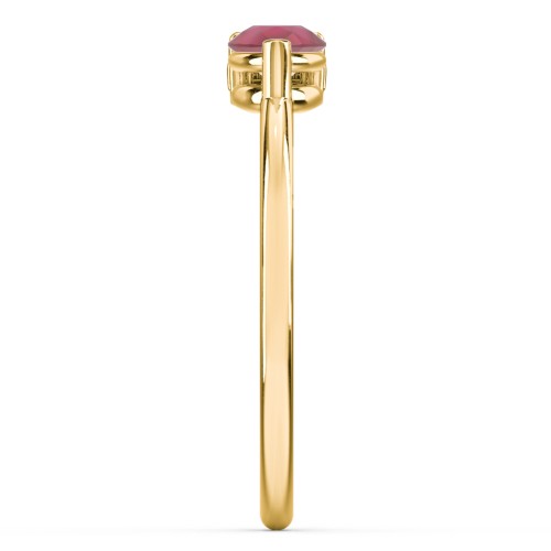 Horizontal Pear Stacking Ring with Accents – 18K Gold Plated Silver with Ruby and Red Premium Zirconia