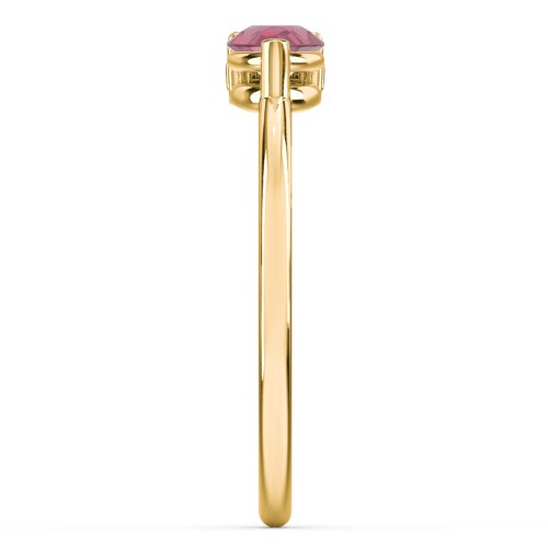 Horizontal Pear Stacking Ring with Accents – 18K Gold Plated Silver with Pink Tourmaline and Fancy Pink Premium Zirconia