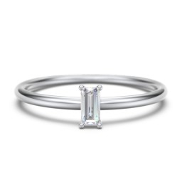 Vertical Baguette Stackable Ring in 925 Sterling Silver with Diamond