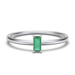 Vertical Baguette Stackable Ring in 925 Sterling Silver with Emerald