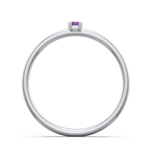 Vertical Baguette Stackable Ring – Sterling Silver with Amethyst