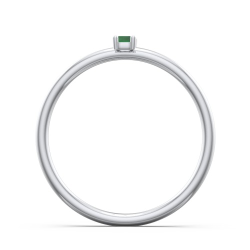 Vertical Baguette Stackable Ring – Sterling Silver with Emerald