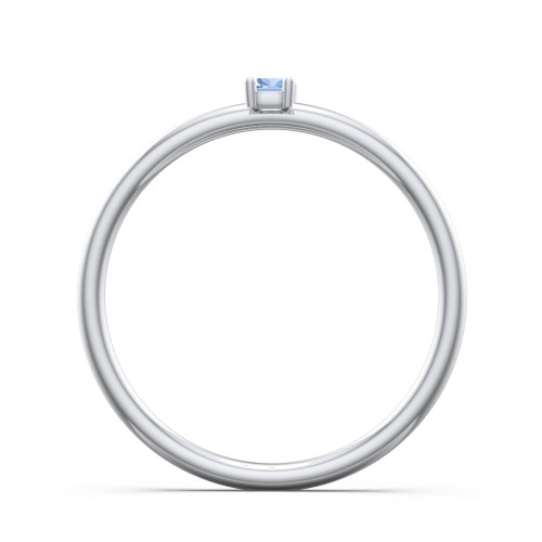 Vertical Baguette Stackable Ring – Sterling Silver with Aquamarine