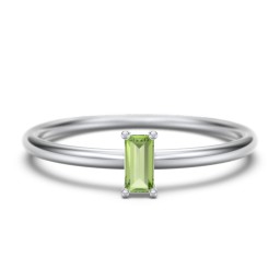 Vertical Baguette Stackable Ring in 925 Sterling Silver with Peridot
