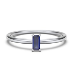 Vertical Baguette Stackable Ring in 925 Sterling Silver with Blue Sapphire