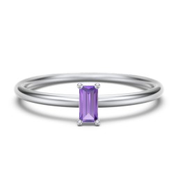 Vertical Baguette Stackable Ring in 925 Sterling Silver with Amethyst