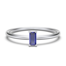 Vertical Baguette Stackable Ring in 925 Sterling Silver with Blue Sapphire
