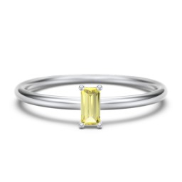 Vertical Baguette Stackable Ring in 925 Sterling Silver with Citrine