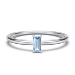 Vertical Baguette Stackable Ring in 925 Sterling Silver with Blue Topaz
