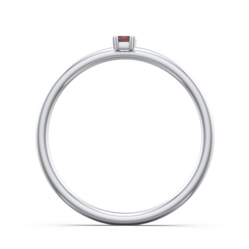 Vertical Baguette Stackable Ring – Sterling Silver with Ruby