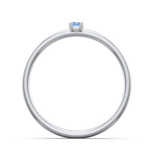 Vertical Baguette Stackable Ring – Sterling Silver with Blue Topaz