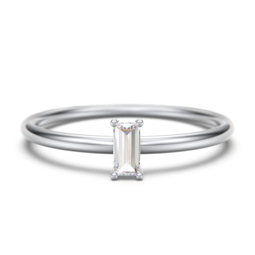Vertical Baguette Stackable Ring – Sterling Silver with Cubic Zirconia