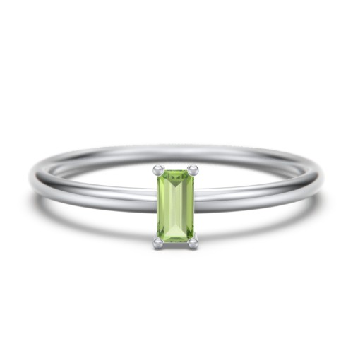 Vertical Baguette Stackable Ring – Sterling Silver with Peridot