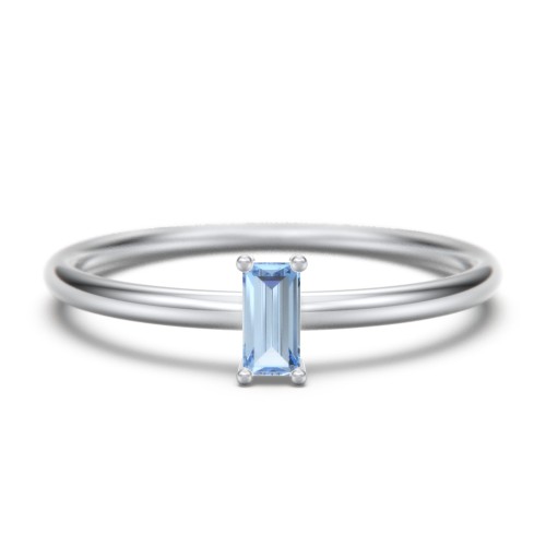 Vertical Baguette Stackable Ring – Sterling Silver with Blue Topaz