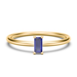 Vertical Baguette Stackable Ring in 10K Solid Yellow Gold with Blue Sapphire