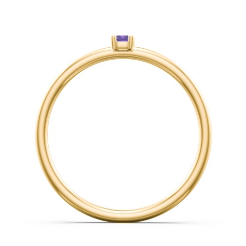 Vertical Baguette Stackable Ring – 10K Yellow Gold with Amethyst