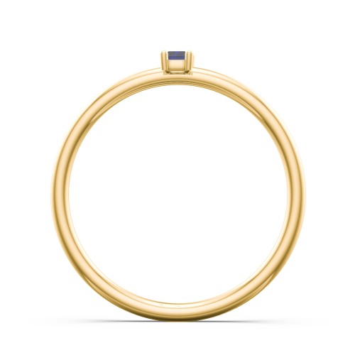 Vertical Baguette Stackable Ring – 10K Yellow Gold with Blue Sapphire