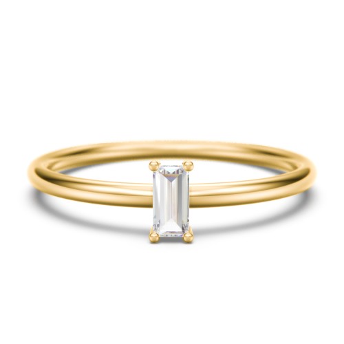 Vertical Baguette Stackable Ring – 10K Yellow Gold with Cubic Zirconia