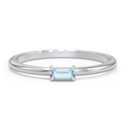 East-West Stackable Baguette Ring in 925 Sterling Silver with Blue Topaz
